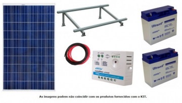 Kit Solar Fotovoltaico 330W para automatismos portões 24V DC com baterias Gel 2x 12V/22Ah