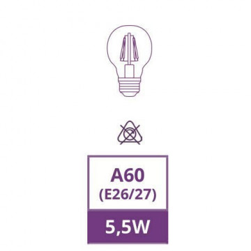 MRD-A600E2755CEA - LÂMPADA E27 A60 LED FILAMENTO 5,5W 2300K AMBER GLASS OMNIUM ELECTRIC