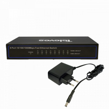 Switch Ethernet L2, não Gerenciado 8x 10/100/1000Mbps Ethernet