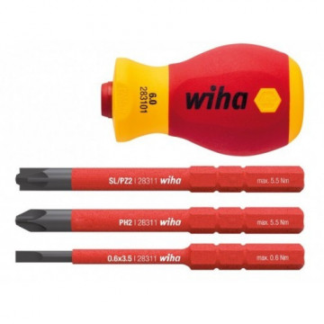 WIHA - 41230 CHAVE DE FENDAS STUBBY COM PORTABITS ELECTRIC 5513