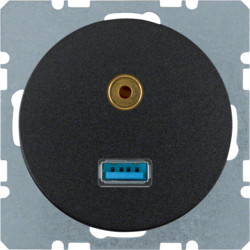 3315392045 - R.1/R.3 - USB / jack 3.5mm, preto BERKER EAN:4011334367222