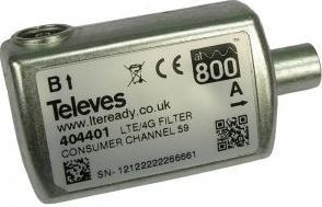 404411 -8424450167823 TELEVES - Filtro LTE Média Rejeição (MR) "CEI" 470...774MHz UHF (C21-58) Interior (Bolsa B3)