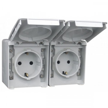 48862 CCZ - TOMADA DUPLA SCHUKO HORIZONTAL CINZENTA EFAPEL 5603011034757