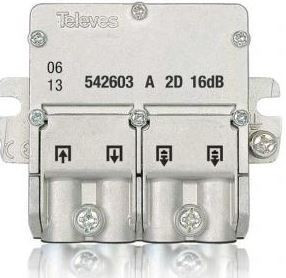 542603 -8424450165737 TELEVES - Mini-Derivador 5...2400MHz "EasyF" 2D 16dB Interior (A – Pisos 2 y 3)