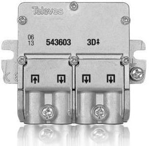 543603 -8424450165775 TELEVES - Mini-Repartidor 5...2400MHz "EasyF" 3D 8,5/7,5dB Interior