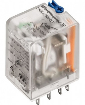 D-SERIES DRM, Relais, No. of contacts: 4, CO contact with test button, AgNi 0.15 gold flashed, Rated control voltage: 24 V DC, Continuous current: 5 A, Plug-in connection 7760056097