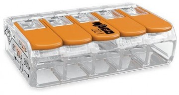WAGO - Ligador compacto | até 0 4mm' | laranja I transparente | 5 condutores | ref. 221-415