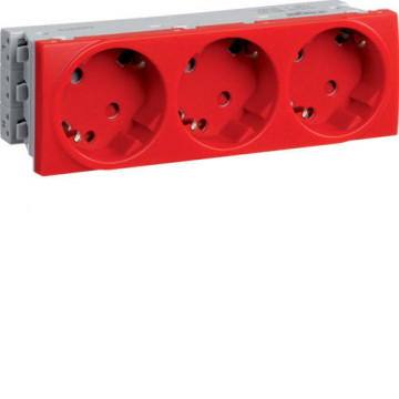 WS183 - systo Schuko tripla, enc.mec., encarnado HAGER EAN:3250617081832