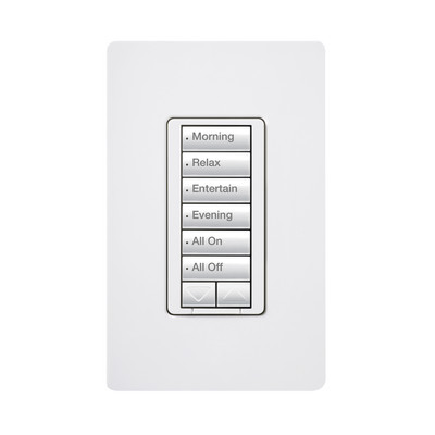 LUTRON ELECTRONICS - RRD-H6BRL-WH - Teclado hibrido seetouch 6 botones 2 botones subir/bajar intensidad 120V/450W color blanco.