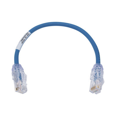 PANDUIT - UTP28X8INBU - Cable de Parcheo UTP Cat6A Diámetro Reducido (28 AWG) CM/LSZH Color Azul 8in (20.3cm)