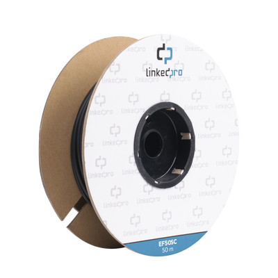 LINKEDPRO - EF-50-SC - Carrete de Fibra Óptica Monomodo con conectores SC-SC Duplex Reforzada con Kevlar de 50 metros