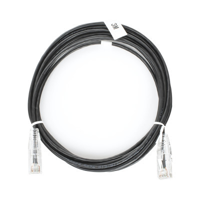 LINKEDPRO - LP-UT6-300-BK-28 - Cable de Parcheo Slim UTP Cat6 - 3 m Negro Diámetro Reducido (28 AWG)