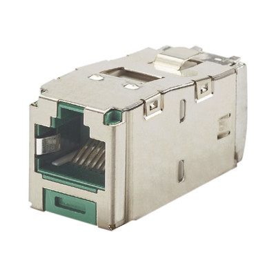 PANDUIT - CJS6X88TGGRY - Conector Jack RJ45 Blindado Estilo TG Mini-Com Categoría 6A de 8 posiciones y 8 cables Color Verde