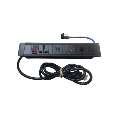 THORSMAN - THMC-HUB - Hub para escritorio color negro con 1 Puerto HDMI Hembra-Hembra 1 Conector RJ45 Cat6 2 Puertos USB 5V DC /2 A y 1 Contacto eléctrico universal