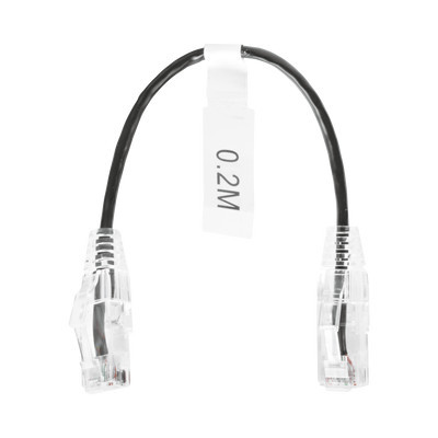 LINKEDPRO - LP-UT6-020-BK28 - Cable de Parcheo Slim UTP Cat6 - 20 cm Negro Diámetro Reducido (28 AWG)