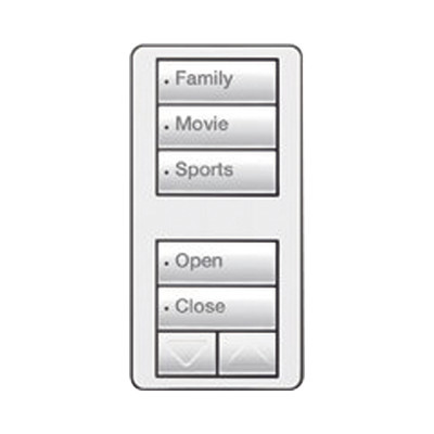 LUTRON ELECTRONICS - RRD-W1-RLD-WH - Teclado seetouch 5 botones 2 botones subir/bajar programe escenas diferentes en cada botón.