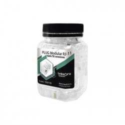 LINKEDPRO - TCRJ11-100 - Bote con 100 piezas de plug modular tipo RJ11 de 4 contactos chapado de oro a 50 micras