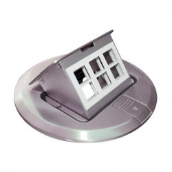 THORSMAN - TH-MCPD-A - Mini caja de piso redonda para datos o conectores tipo Keystone Color acero inoxidable (3 contactos) (11000-12202)