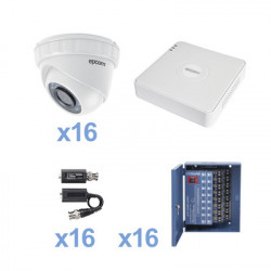 EPCOM - KESTXLT16EW - KIT TurboHD 1080p Lite / DVR 16 Canales / 16 Cámaras Eyeball Exterior ( 2.8mm) / Transceptores / Conectores / Fuente de Poder Profesional