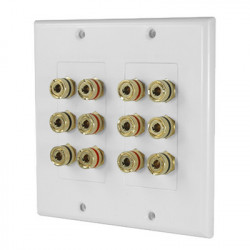 EPCOM PROAUDIO EP-WP6S Placa de Pared Postes de Union Tipo Banana Conexion para 6 Altavoces Facil Instalacion Conectores Chapados en Oro