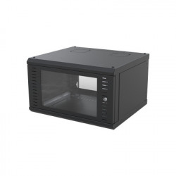 LINKEDPRO - SR-1906-GFP - Gabinete para Montaje en Pared Puerta de Cristal Templado Cuerpo Fijo con Rack 19" de 6 Unidades.