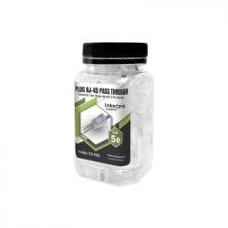 LINKEDPRO TC5-PASS Bote con 100 Plugs Pass through RJ45 Cat5e sin blindaje chapado de oro a 30 micras para durabilidad extrema