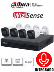 DAHUA DHT0250013 DAHUA KITXVR5104HS-4KL-I34-HFW1500CM-A - Kit de 4 Canales 5 Megapixeles con Audio/ WizSense/ Cooper-I/ H.265/ 4 Camaras Metalicas/ 4 Canales 4 IP o Hasta 8 Canales IP/ 1 Canal con Reconocimiento Facial/ 4 Ch SMD Plus/ 1 Sata/ LoNuevo