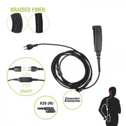 PRYME SNP-2W-20-BF Cable para Microfono audifono SNAP intercambiable con conector para Radios Icom IC-F3216/4261DS/DT IC-F52D/62D IC-F3400/4400DS/DT