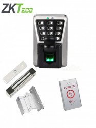 ZKTECO MA500PAK - Solución para exteriores de control de acceso profesional y asistencia IP65 incluye chapa magnética YM180WS, soporte de fijación y boton de salida