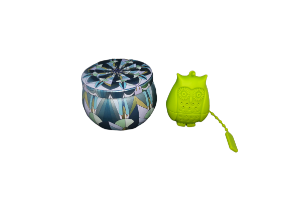 Set ceai infuzor in forma de bufnita si cutie depozitare