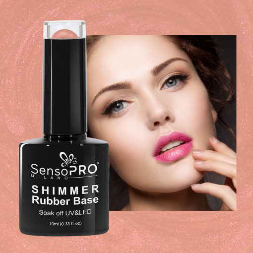 Poze Shimmer Rubber Base SensoPRO Milano 10ml, Perfect Nude Shimmer Red #05