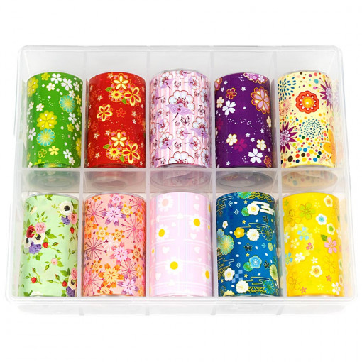 Folie Transfer LUXORISE #09 Flowers in Bloom, Set 10 buc