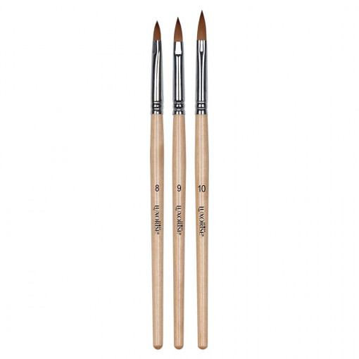 Set 3 Pensule Unghii Acril - Limba de Pisica, LUXORISE - nr. 8, 9, 10