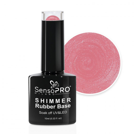 Shimmer Rubber Base SensoPRO Milano 10ml, Musical Rose Shimmer Silver #12
