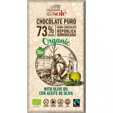 CIOCOLATA NEAGRA BIO CU ULEI EXTRAVIRGIN DE MASLINE, 100 G