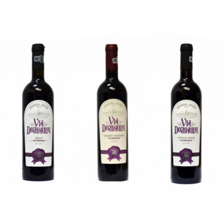 Pachet promotional cu 3 vinuri rosii demiseci- Via Domnului: Feteasca neagra + Merlot + Cabernet Sauvignon