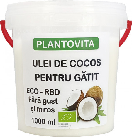 Ulei de cocos pentru gatit bio, fara gust si miros, RBD 1000 ml