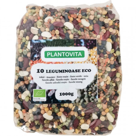 10 leguminoase ECO - 1000G - Naut, mazare, linte rosie decojita, linte verde, fasole alba, fasole rosie, fasole adzuki, fasole mung, fasole neagra, soia