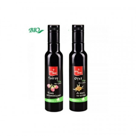 Pachet promoțional '' Energie si vitalitate". Sirop Nera Plant BIO Tonic vitaminizant, 250ml + Otet de mere cu catina BIO Nera Plant, 250ml