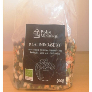 ETICHETA DETERIORATA - 8 leguminoase ECO - 500G - Naut, mazare, linte rosie decojita, linte verde, fasole alba, fasole rosie, soia