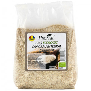 Gris Bio din grau integral veritabil, 600g