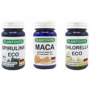 Pachet Superalimente : Spirulina + Maca + Chlorella