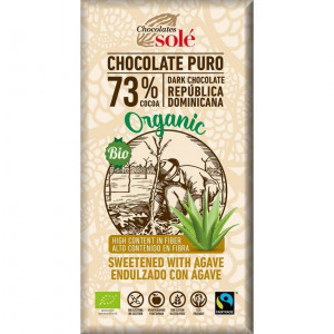 CIOCOLATA NEAGRA BIO CU SIROP DE AGAVE, 73% CACAO, 100 G CHOCOLATES SOLE