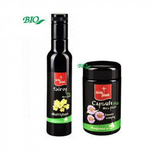 Pachet promoțional '' Imunitate puternica". Capsule Nera Plant BIO ImunoComplex, 90 capsule + Sirop Multiplant BIO Nera Plant, 250ml