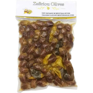 Măsline verzi de Halkidiki cu ierburi mediteraneene, 500 gr