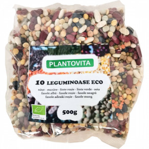10 leguminoase ECO - 500G - Naut, mazare, linte rosie decojita, linte verde, fasole alba, fasole rosie, fasole neagra, fasole adzuki, fasole mung, soia