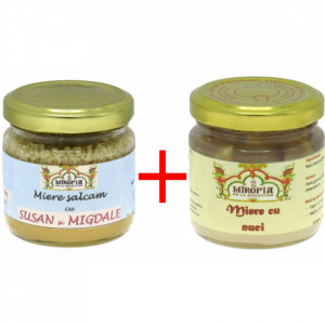 Pachet : miere cu susan si migdale + miere cu nuci de la Manastirea Turnu