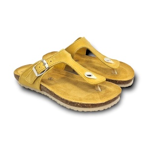 Papuci din piele CAMILA Yellow