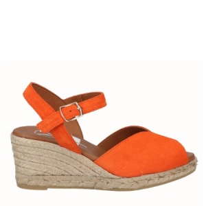 Sandale din in si piele SAMARA Orange