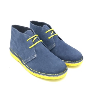 Ghete din piele intoarsa naturala BICOLOR BLUE